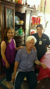 Jenny and Sam with his Amada caregiver, Laura